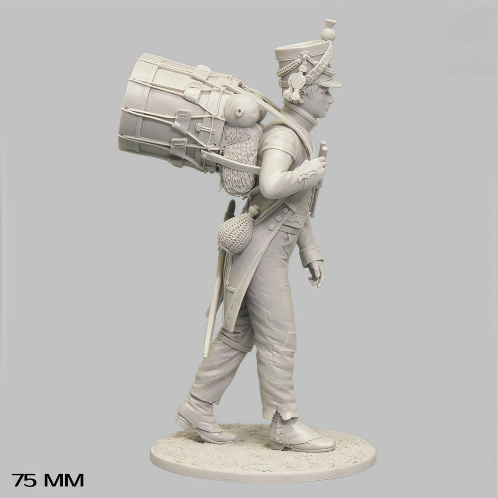 75mm Napoleonic French 57th Infantry Drummer 1835, Resin Model Figure Kit, Unassembled and Unpainted