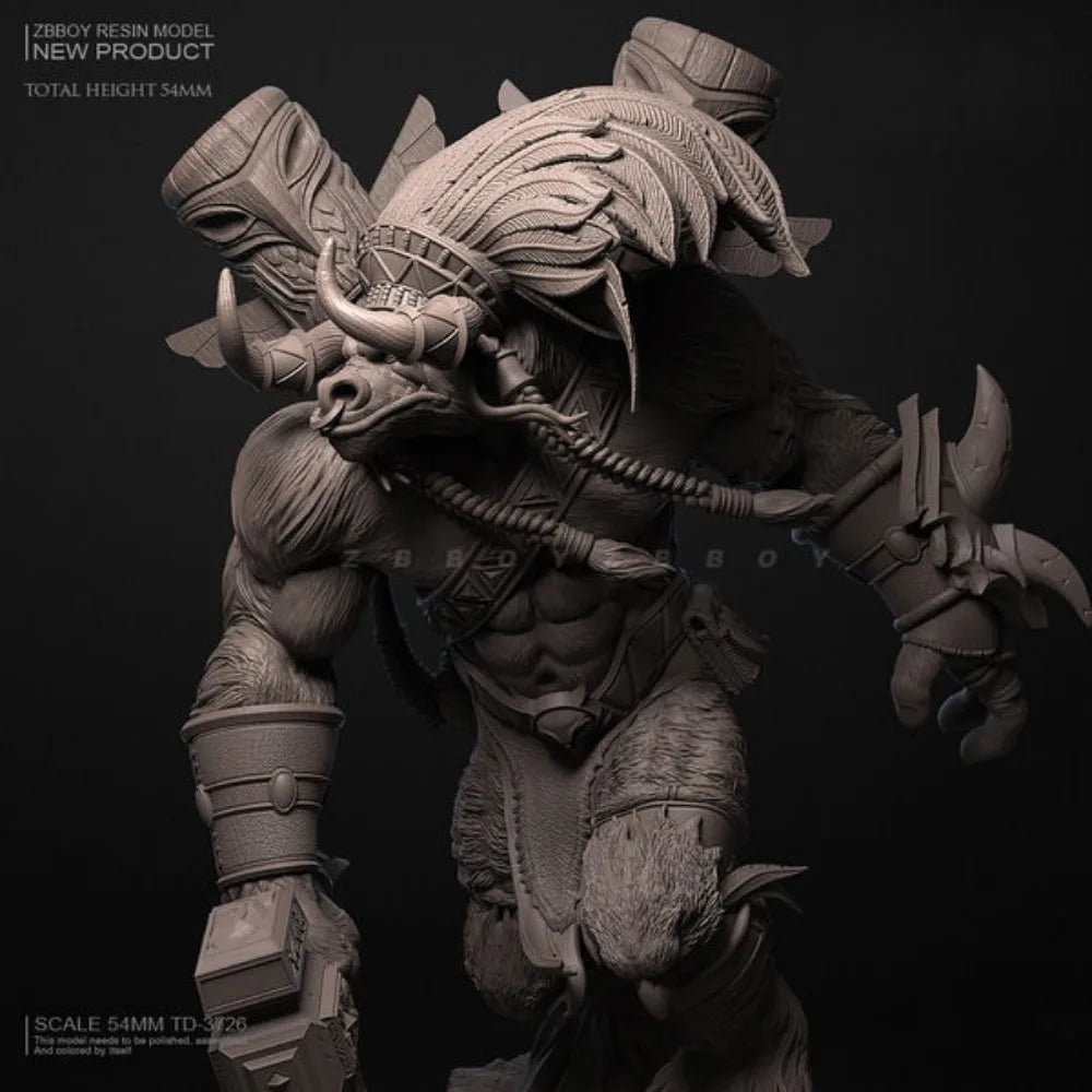 54mm Magic Bull Warrior, Resin Model Figure Kit, Fantasy Theme, Unassembled and Unpainted
