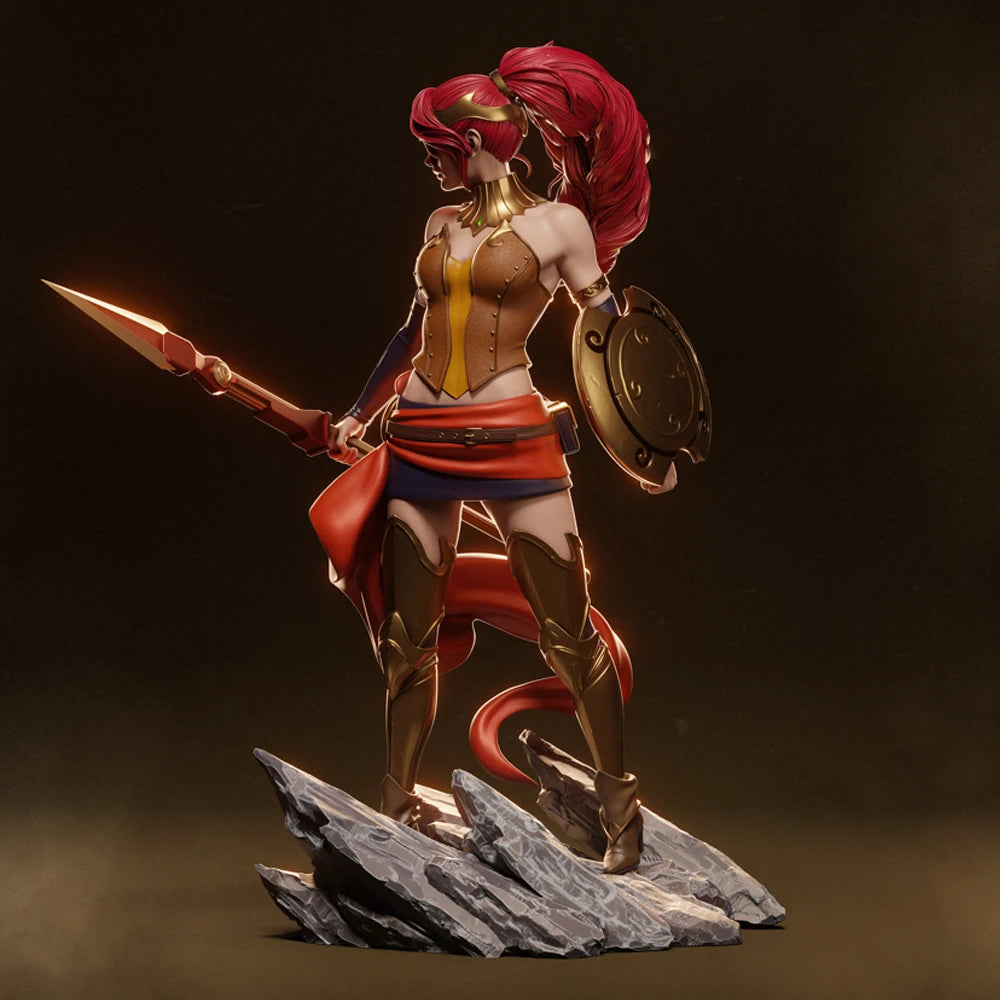 1/12 Female Warrior with Spear, Resin Model Figure Kit, Fantasy Theme, Unassembled and Unpainted