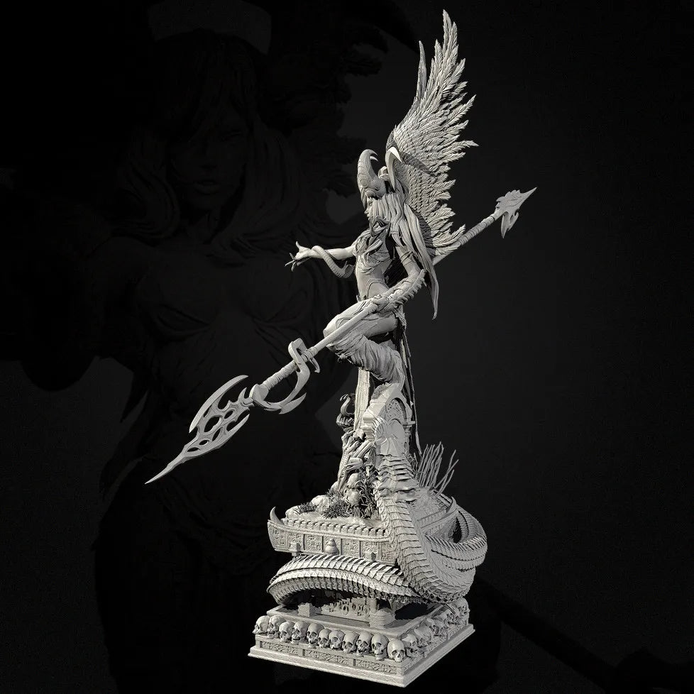 110mm Demonic Warrior, Resin Model Figure Kit, Fantasy Theme, Unassembled and Unpainted