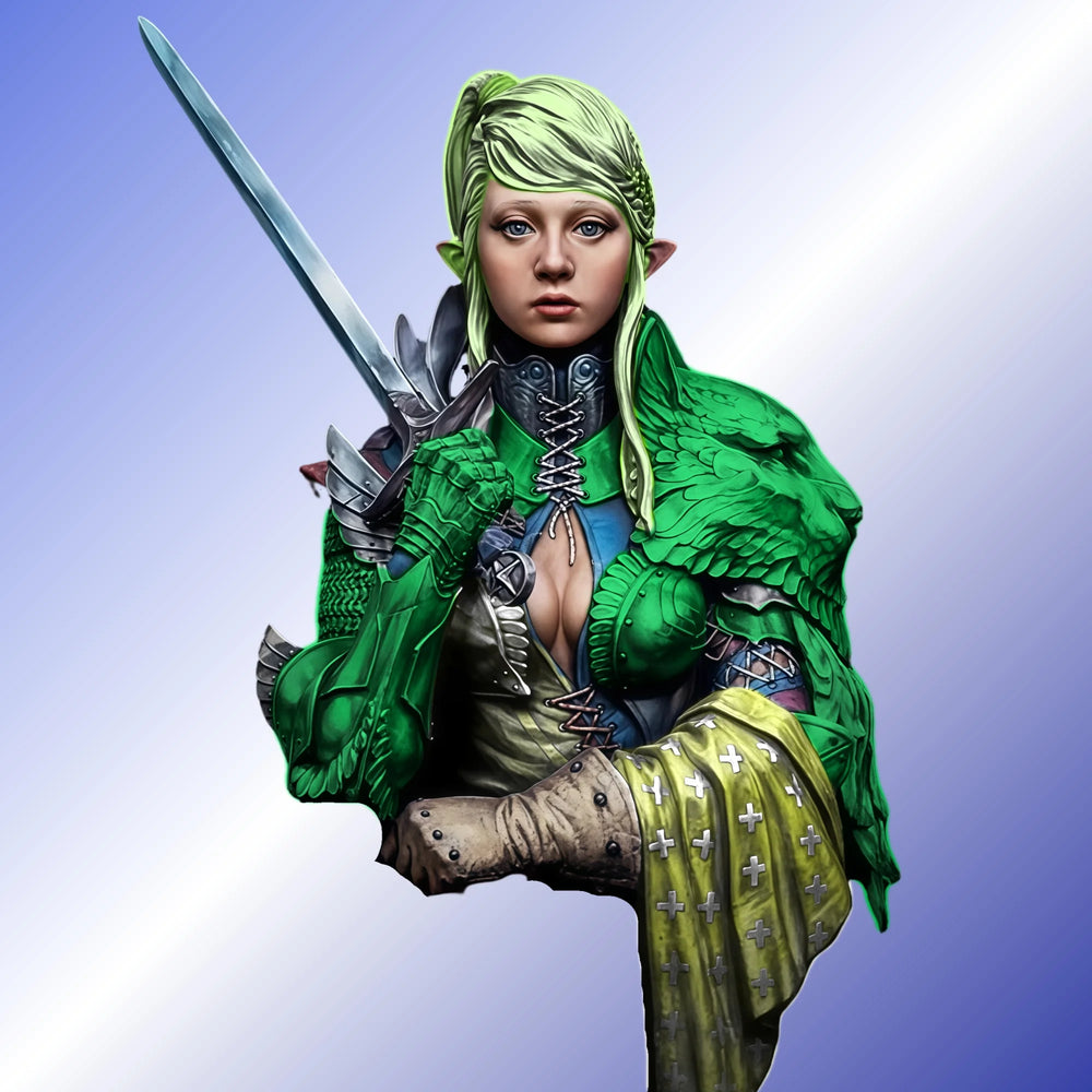1/10 Female Warrior, Resin Model Bust Kit, Fantasy Theme, Unassembled and Unpainted