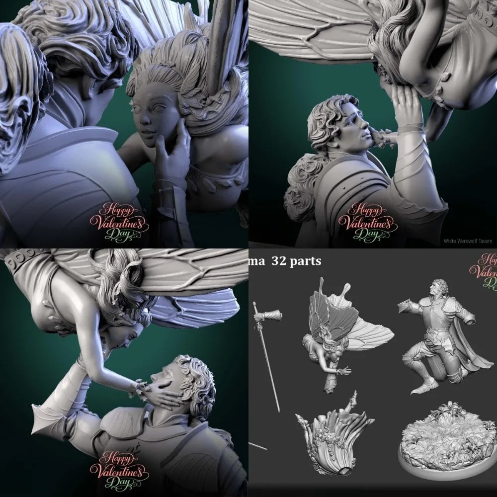 130mm Elves Female Warriors, 6 Figures, Resin Model Figure Kit, Fantasy Theme, Unassembled and Unpainted