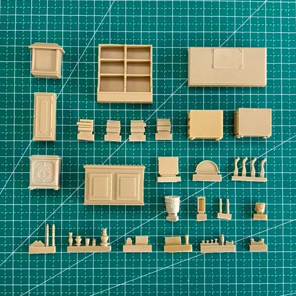 1/35 1930s-1940s Office Furniture, Resin Model Diorama Kit, Historical Theme, Unassembled and Unpainted