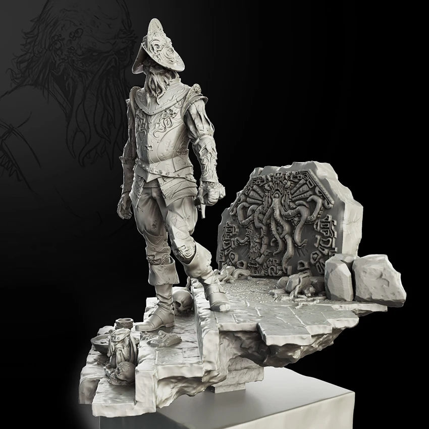 1/24 Medieval Crowned Female Warrior in Ornate Armor, Resin Model Figure Kit, Unassembled and Unpainted