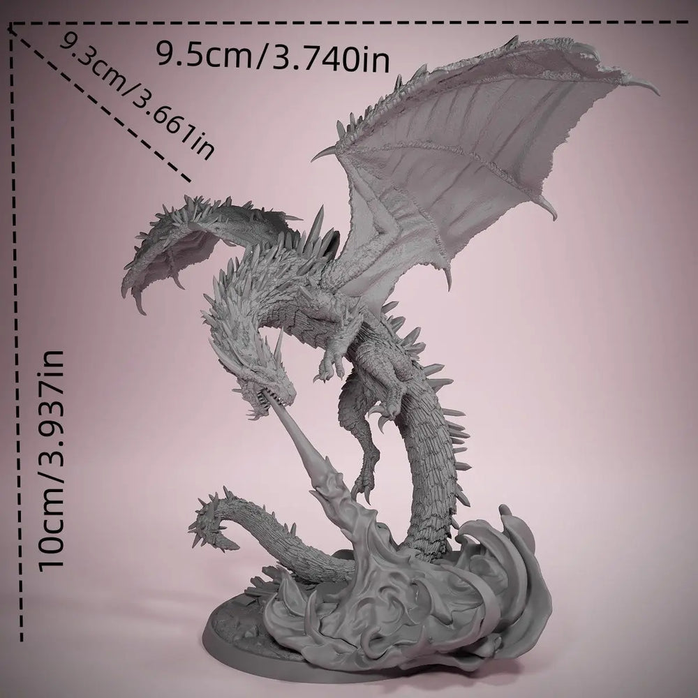 Four-Winged Dragon with Jagged Spine, Resin Model Figure Kit, Fantasy Theme, Unassembled and Unpainted