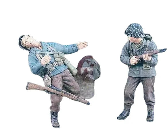 1/35 WWII US Infantry Assault Squad, 2 Figures, Resin Model Figure Kit, Unassembled and Unpainted
