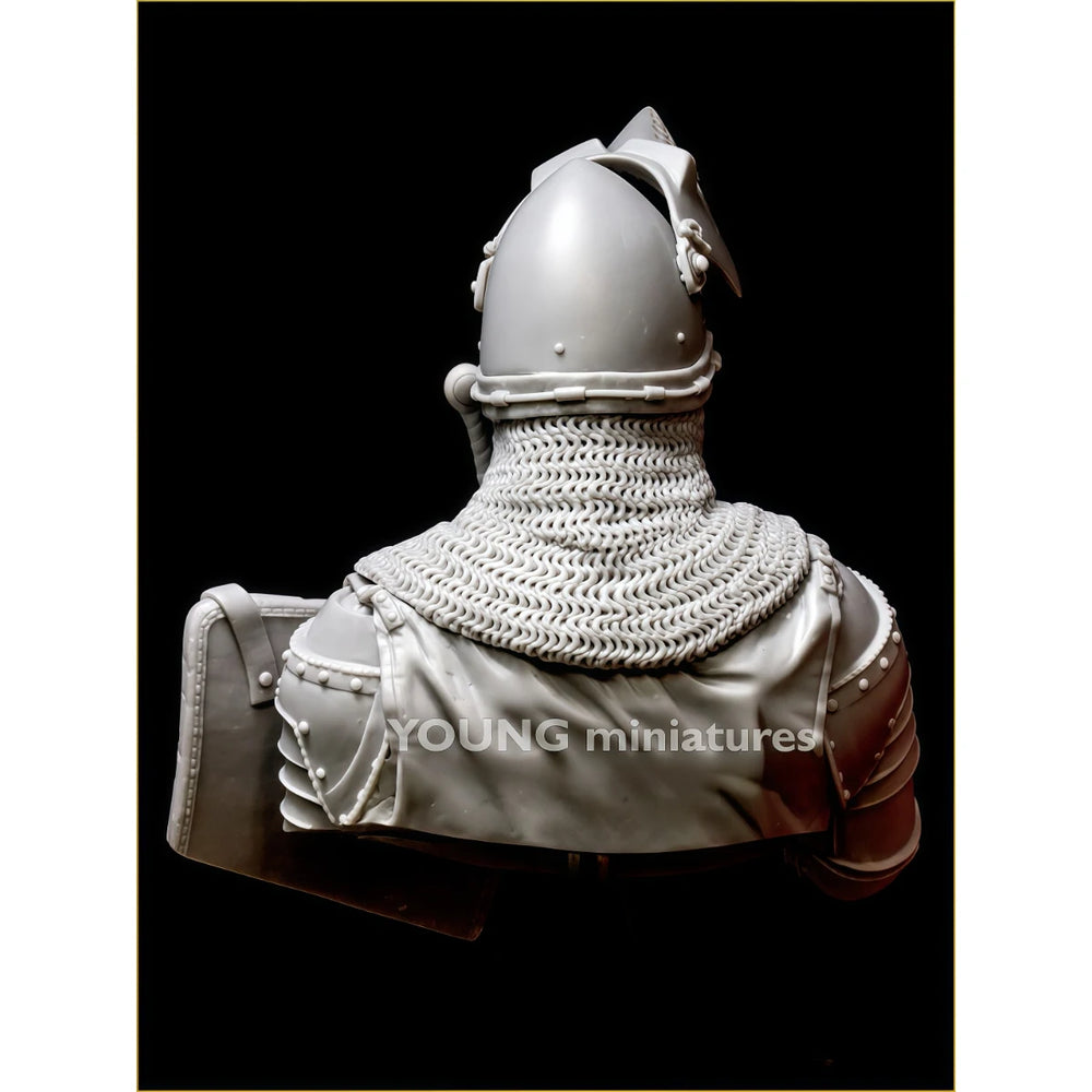 1/10 Medieval German Knight in Gothic Helm with Shield and Sword, Resin Model Bust Kit, Unassembled and Unpainted