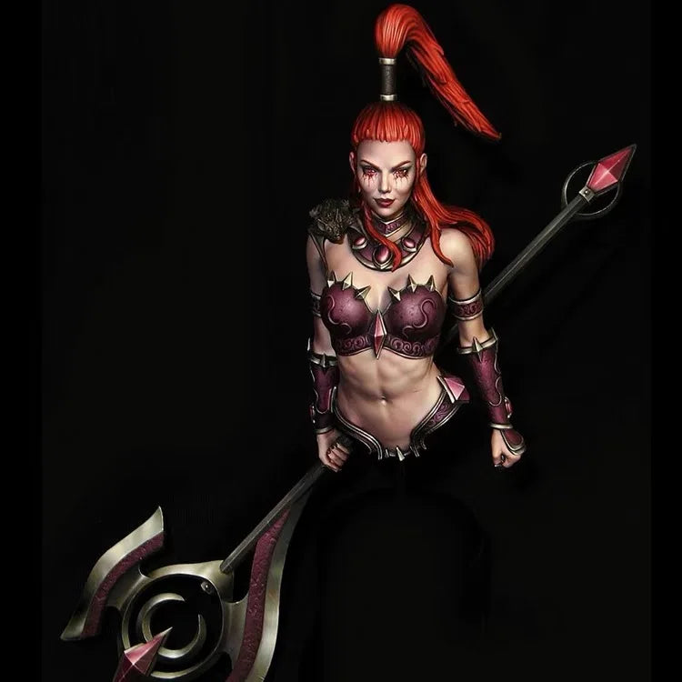1/10 Female Warrior with Red Mohawk and Spear, Resin Model Bust Kit, Fantasy Theme, Unassembled and Unpainted