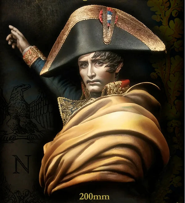 1/9 Napoleonic Officer in Black Bicorne Hat Arm Raised, Resin Model Bust Kit, Unassembled and Unpainted