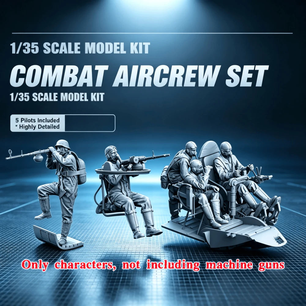 1/35 WWII German Luftwaffe Bomber Crew, 5 Figures, Resin Model Figure Kit, Unassembled and Unpainted