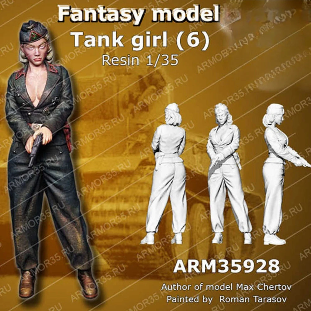 1/35 Tank Girl, 6 Figures, Resin Model Figure Kit, Fantasy Theme, Unassembled and Unpainted
