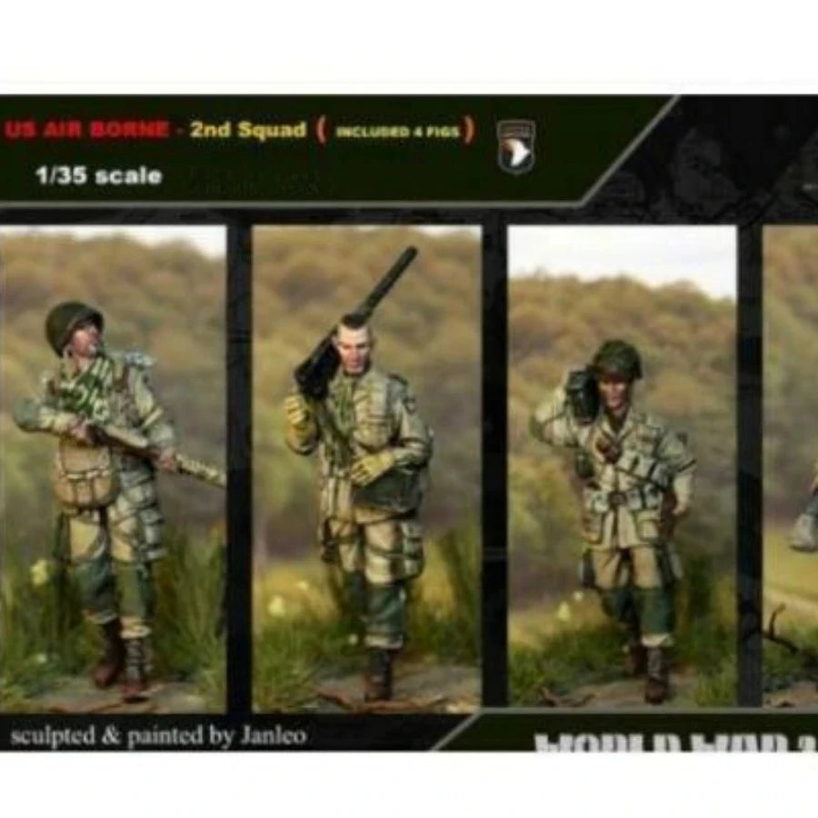 1/35 WWII US 101st Airborne Division, 4 Figures, Resin Model Figure Kit, Unassembled and Unpainted