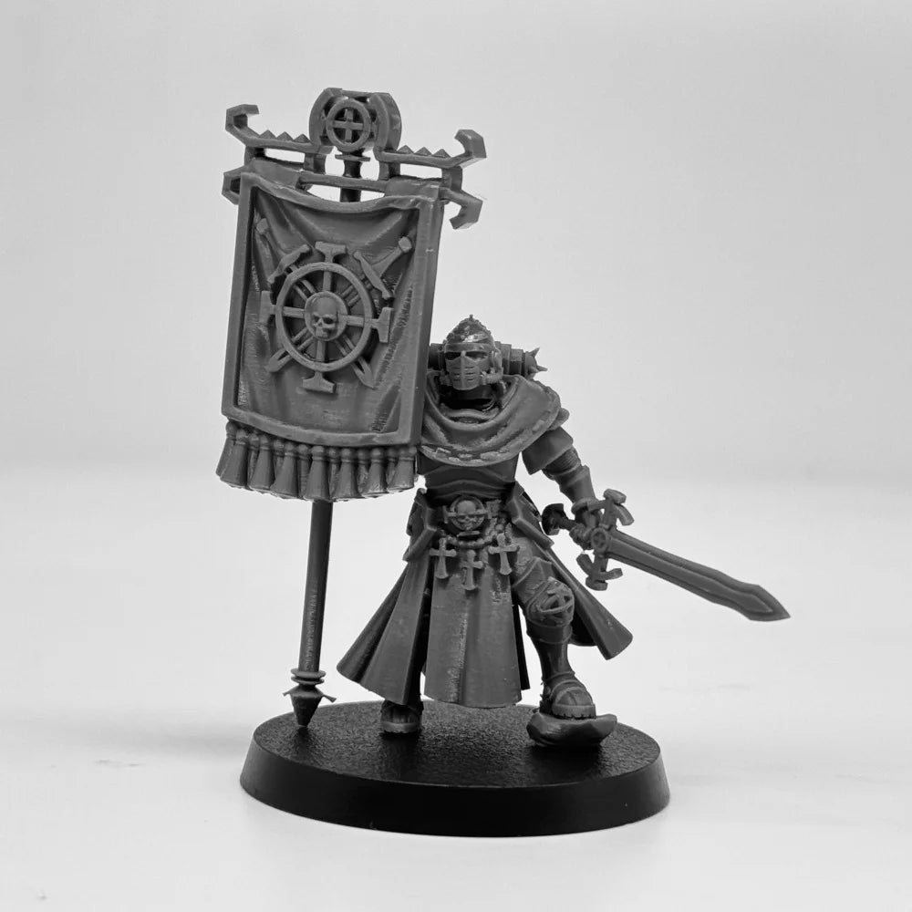 Vodalites Flag Bearer Warrior, Resin Model Figure Kit, Fantasy Theme, Unassembled and Unpainted