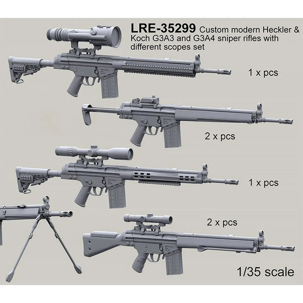 1/35 Modern G3 Sniper Rifles, Resin Model Accessory Kit, Unpainted