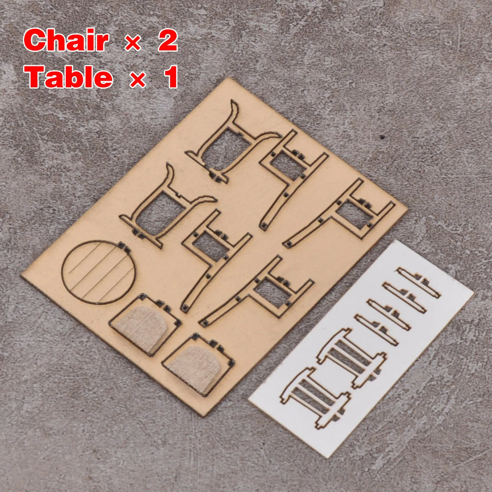 1/35 Cafe Tables and Wooden Chairs Set, Resin Model Diorama Kit, Historical Theme, Unassembled and Unpainted