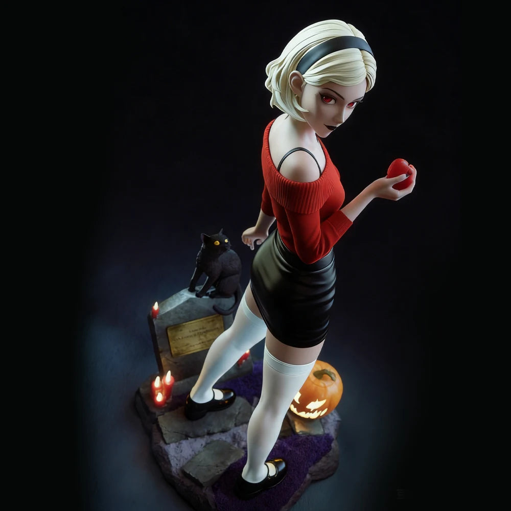 1/24 Witch Girl with Cat and Pumpkins, Resin Model Diorama Kit, Unassembled and Unpainted