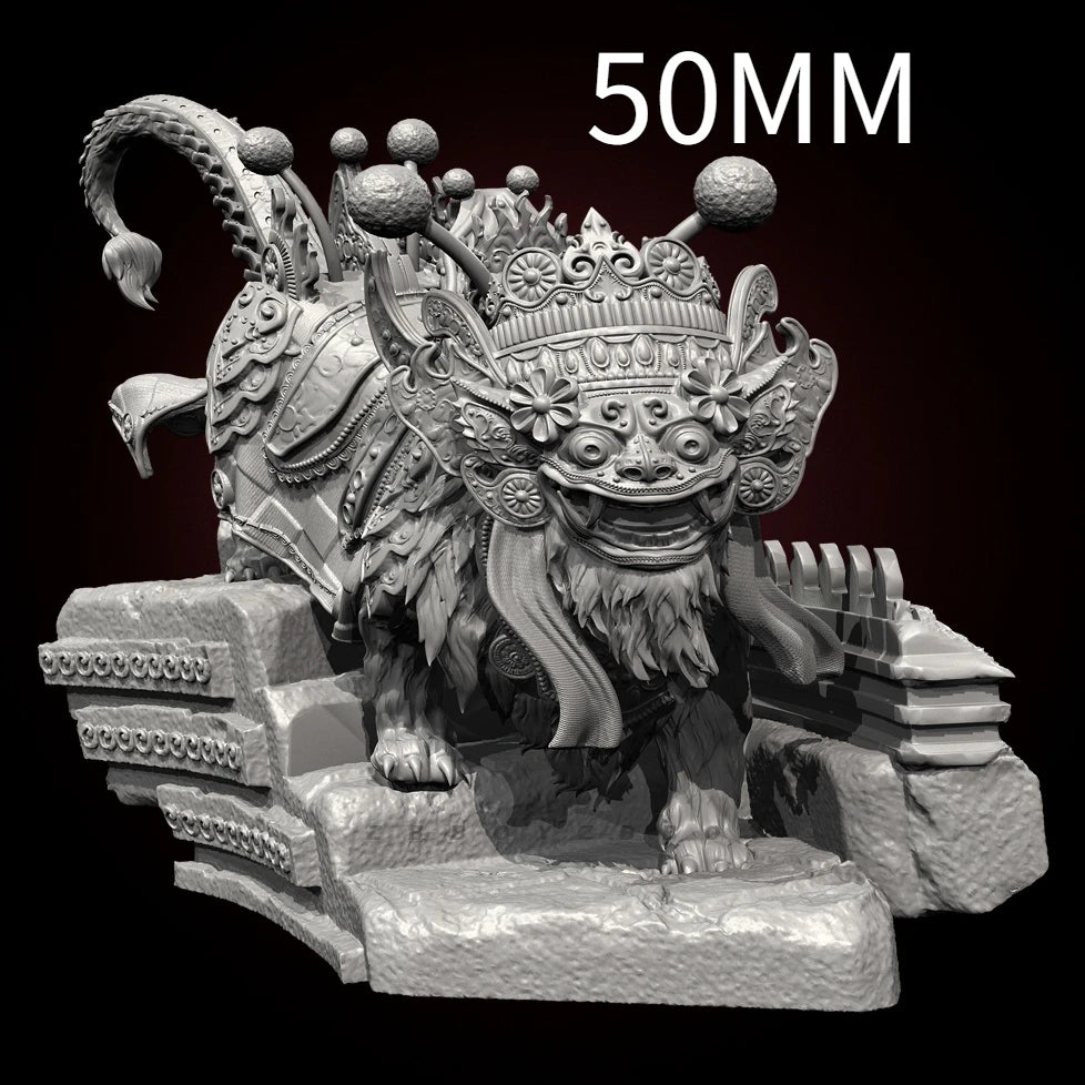 90mm Southeast Asian Lion Dance Fu Dogs, 3 Figures, Resin Model Figure Kit, Mythology Theme, Unassembled and Unpainted