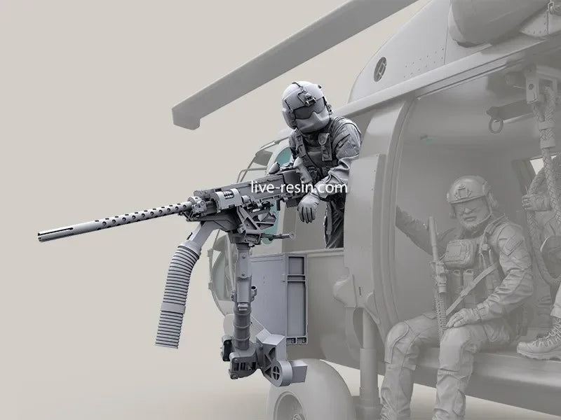 1/35 Modern Tactical Helicopter Door Gunner with SAW, Resin Model Figure Kit, Unassembled and Unpainted