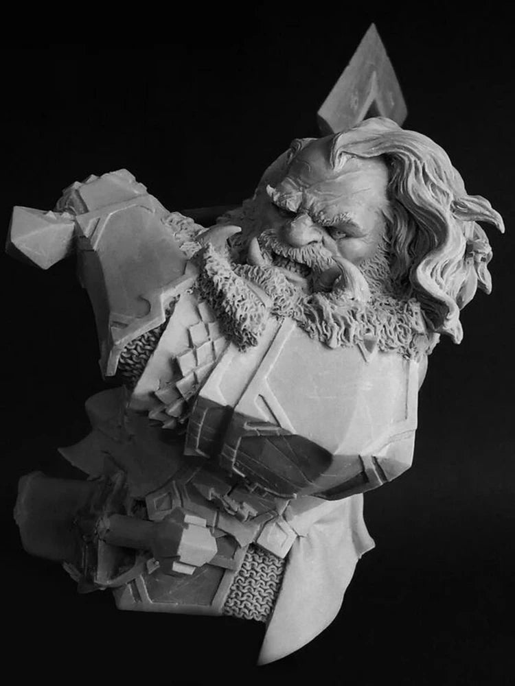 1/10 Dwarf Axeman with Crescent Blade, Resin Model Bust Kit, Fantasy Theme, Unassembled and Unpainted