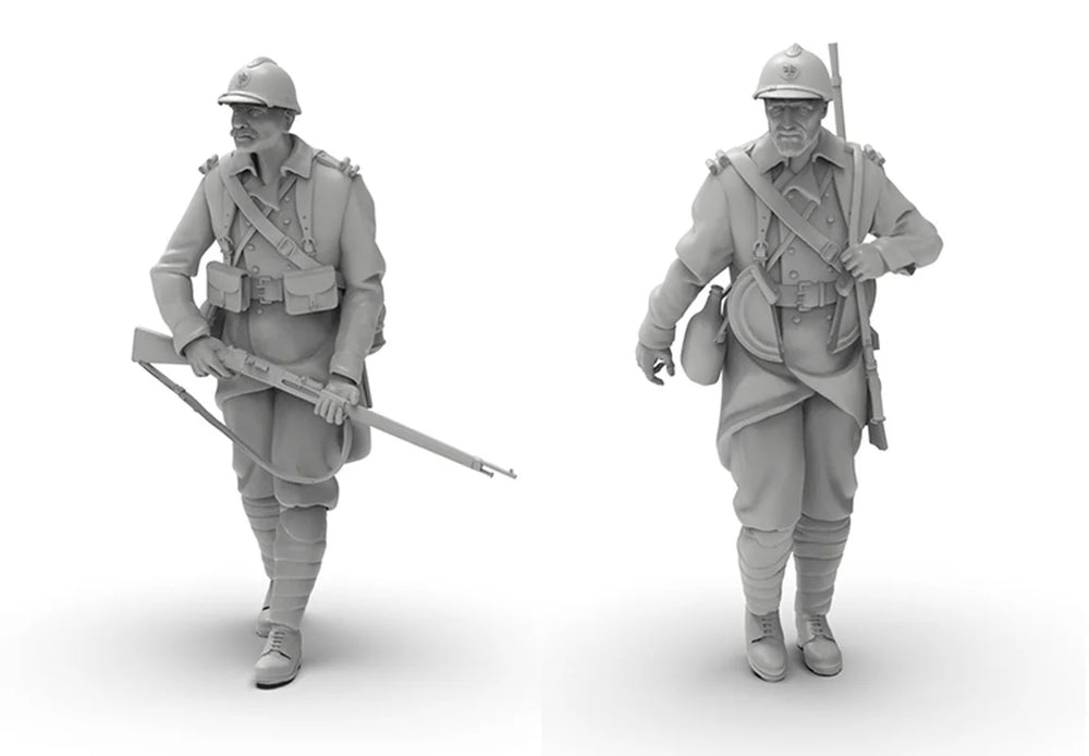 1/72 WWI French Infantry, 8 Figures, Resin Model Figure Kit, Unassembled and Unpainted