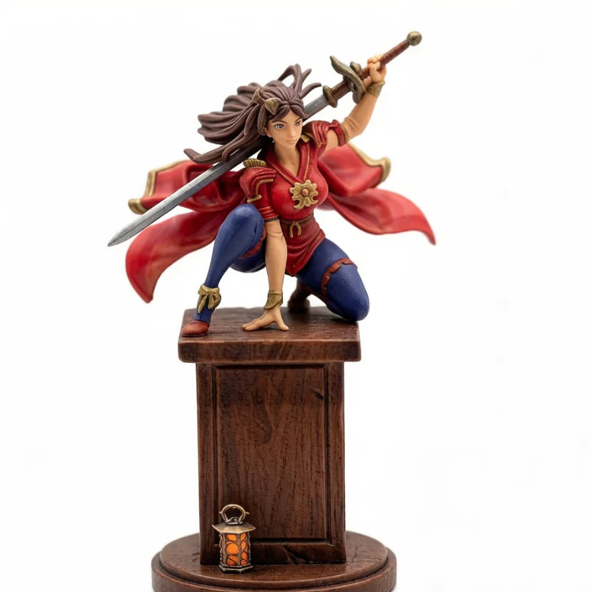 38mm Sorceress with Red Cloak Casting Spell, Resin Model Figure Kit, Anime Theme, Unassembled and Unpainted