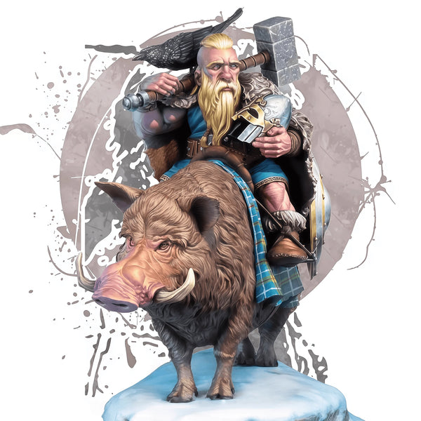 1/24 Dwarf Warrior Mounted on Beast, Resin Model Figure Kit, Fantasy Theme, Unassembled and Unpainted