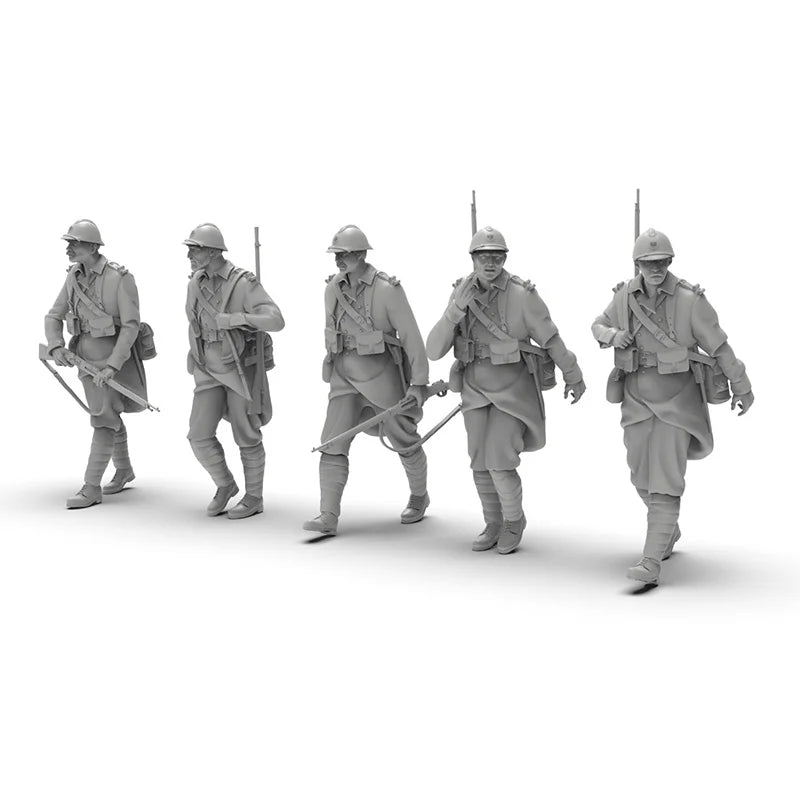 1/72 WWI French Infantry, 8 Figures, Resin Model Figure Kit, Unassembled and Unpainted