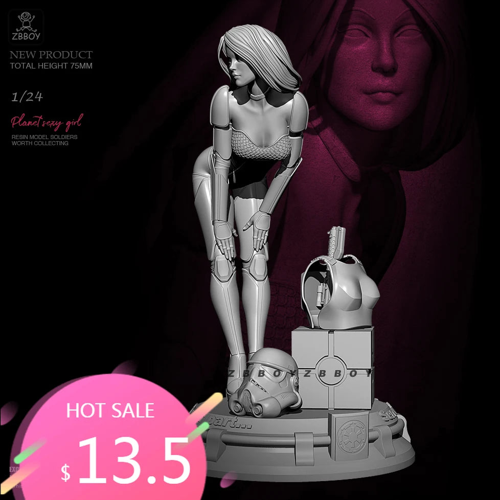 1/24 Female Cyborg Pilot in Tactical Combat Suit, Resin Model Figure Kit, Unassembled and Unpainted