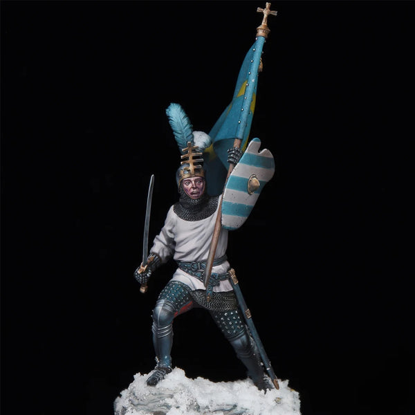 1/32 Medieval Undead Priestess with Greatsword and Holy Staff, Resin Model Figure Kit, Unassembled and Unpainted