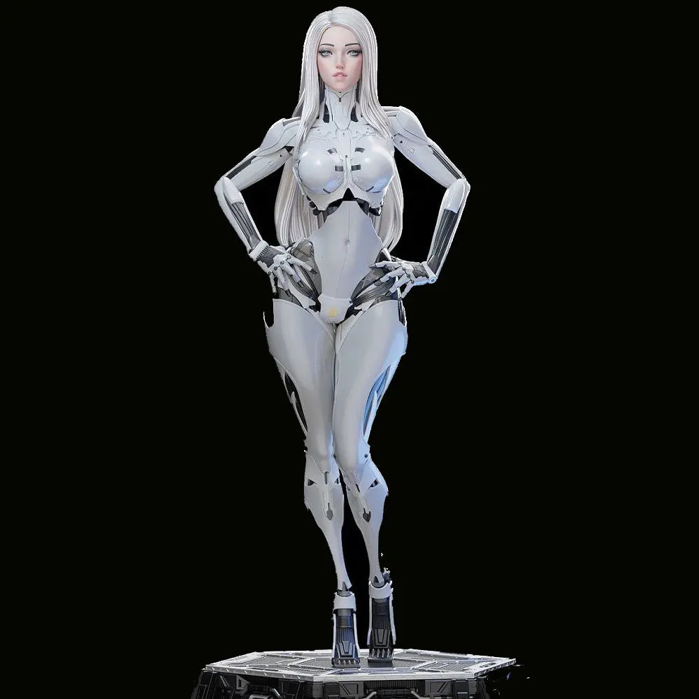 1/24 Cyborg Woman with Long Hair, Resin Model Figure Kit, Anime Theme, Unassembled and Unpainted