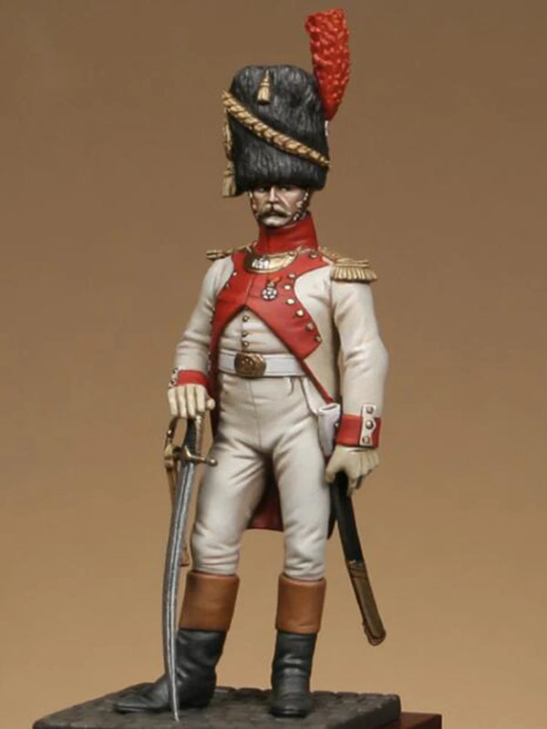 1/32 Napoleonic French Dragoon Officer with Red Plume, Resin Model Figure Kit, Unassembled and Unpainted