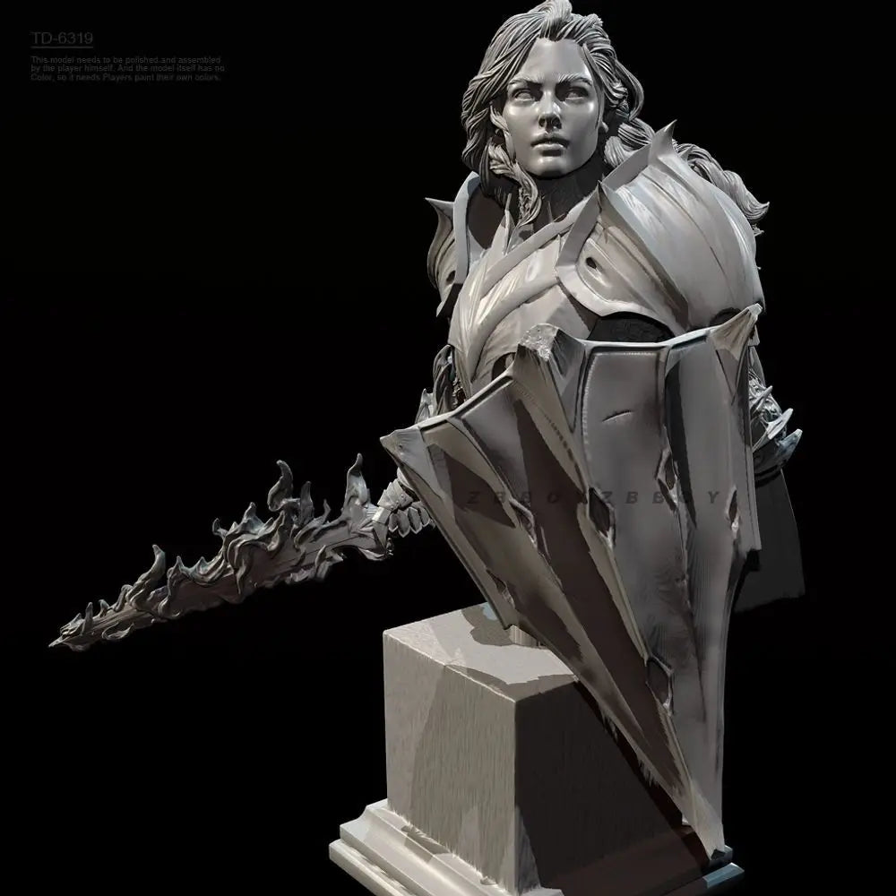 70mm Female Knight, Resin Model Bust Kit, Fantasy Theme, Unassembled and Unpainted