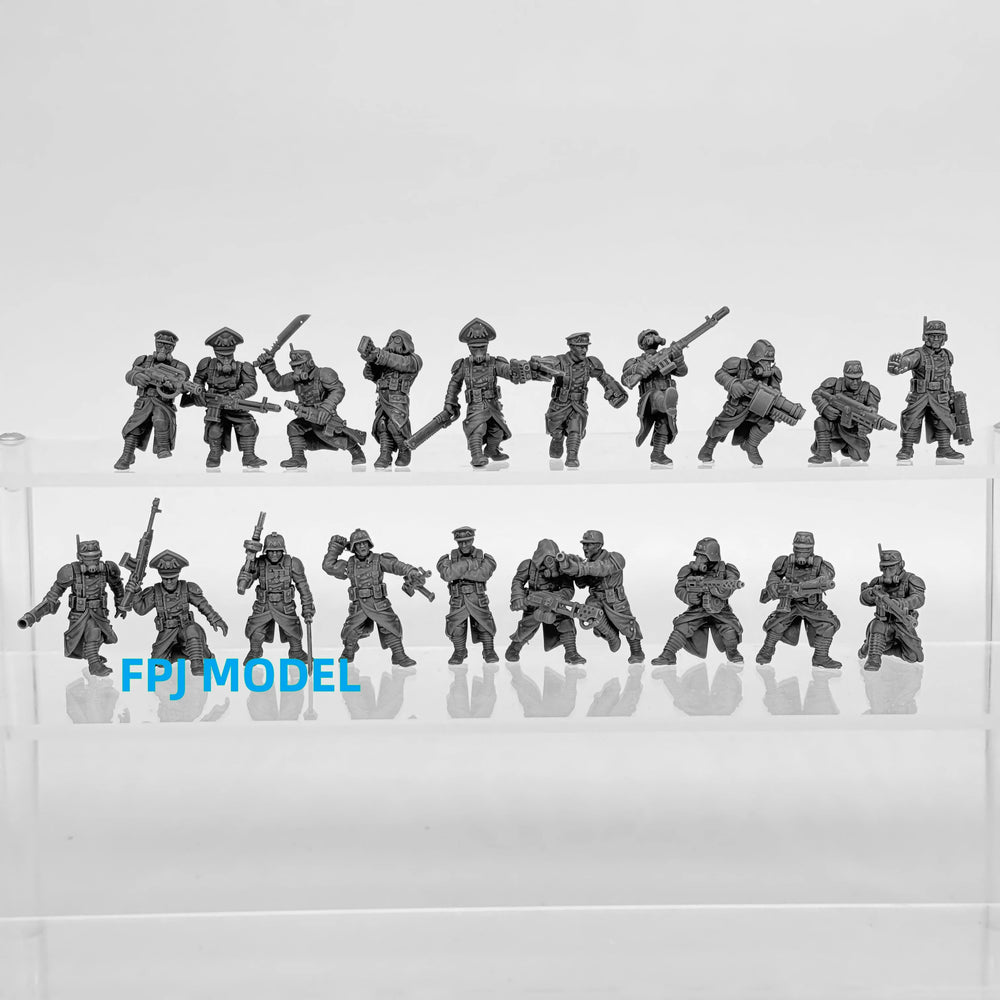 28mm WWI Infantrymen and Officers, 20 Figures, Resin Model Figure Kit, Unassembled and Unpainted