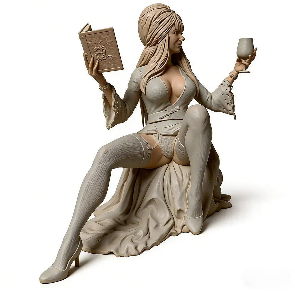 75mm Woman with Books, Resin Model Figure Kit, Fantasy Theme, Unassembled and Unpainted