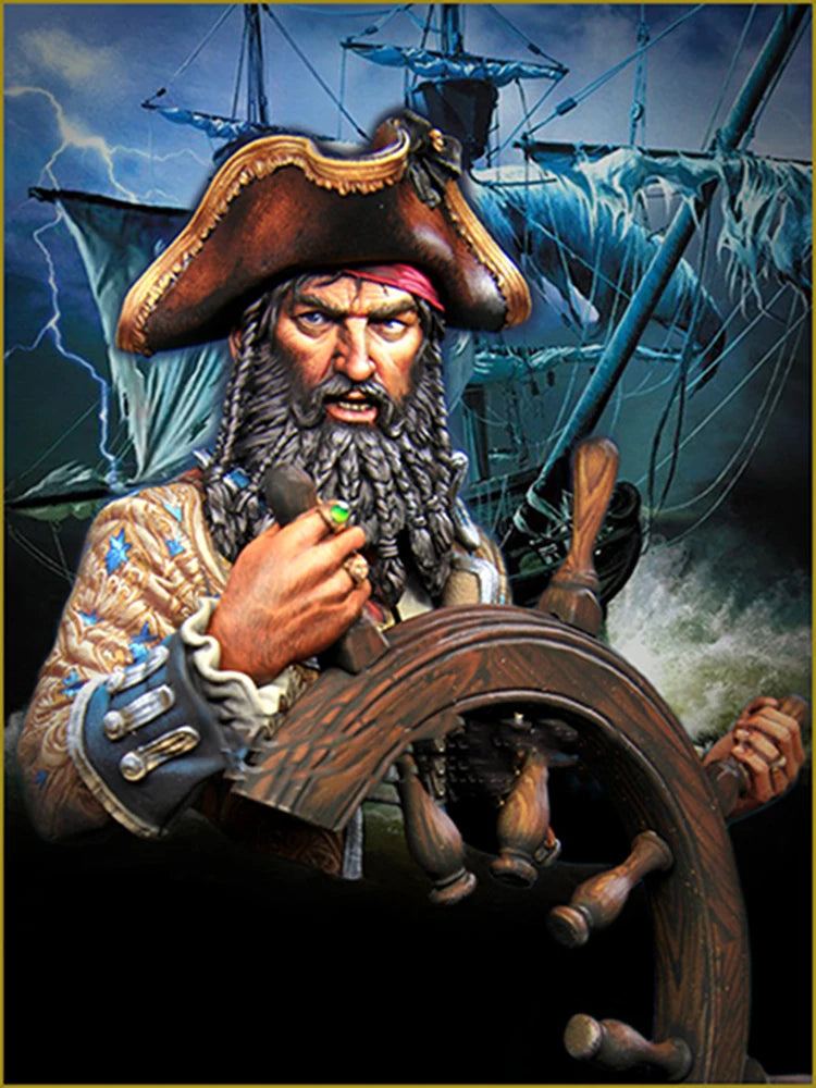 1/10 18th Century Pirate Captain, Resin Model Bust Kit, Historical Theme, Unassembled and Unpainted