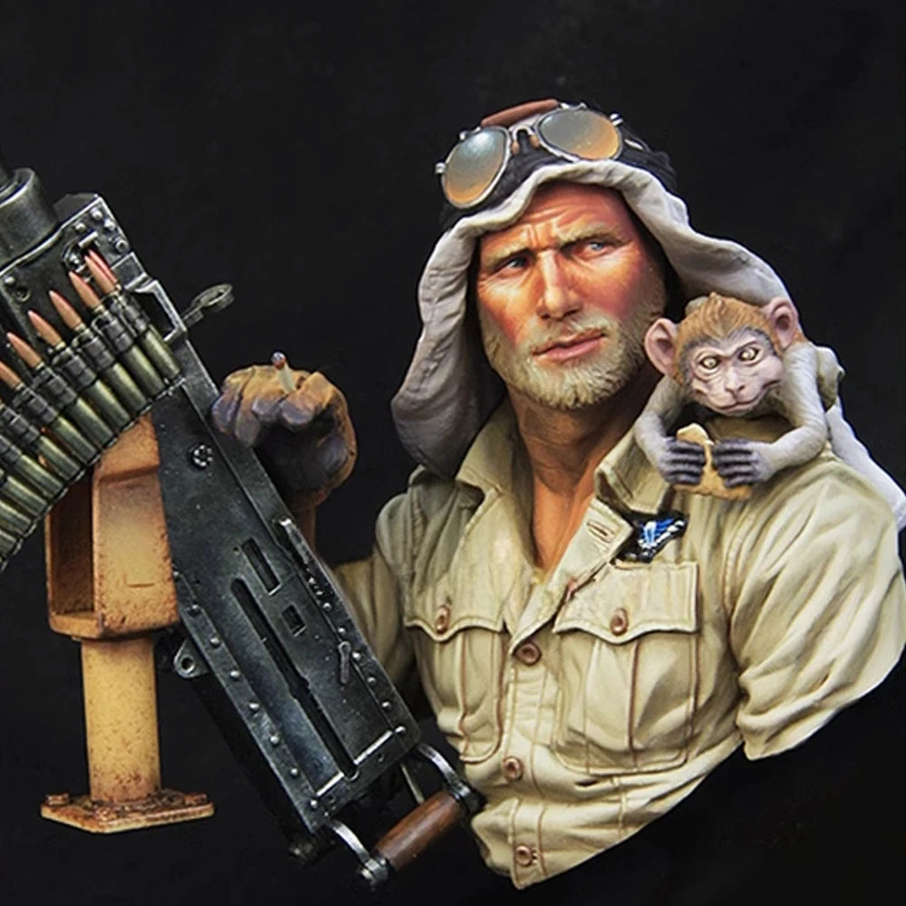 1/10 WWII British Gunner, 2 Figures, Resin Model Bust Kit, Unassembled and Unpainted