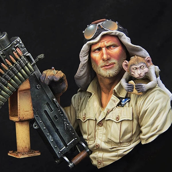 1/10 WWII British Gunner, 2 Figures, Resin Model Bust Kit, Unassembled and Unpainted