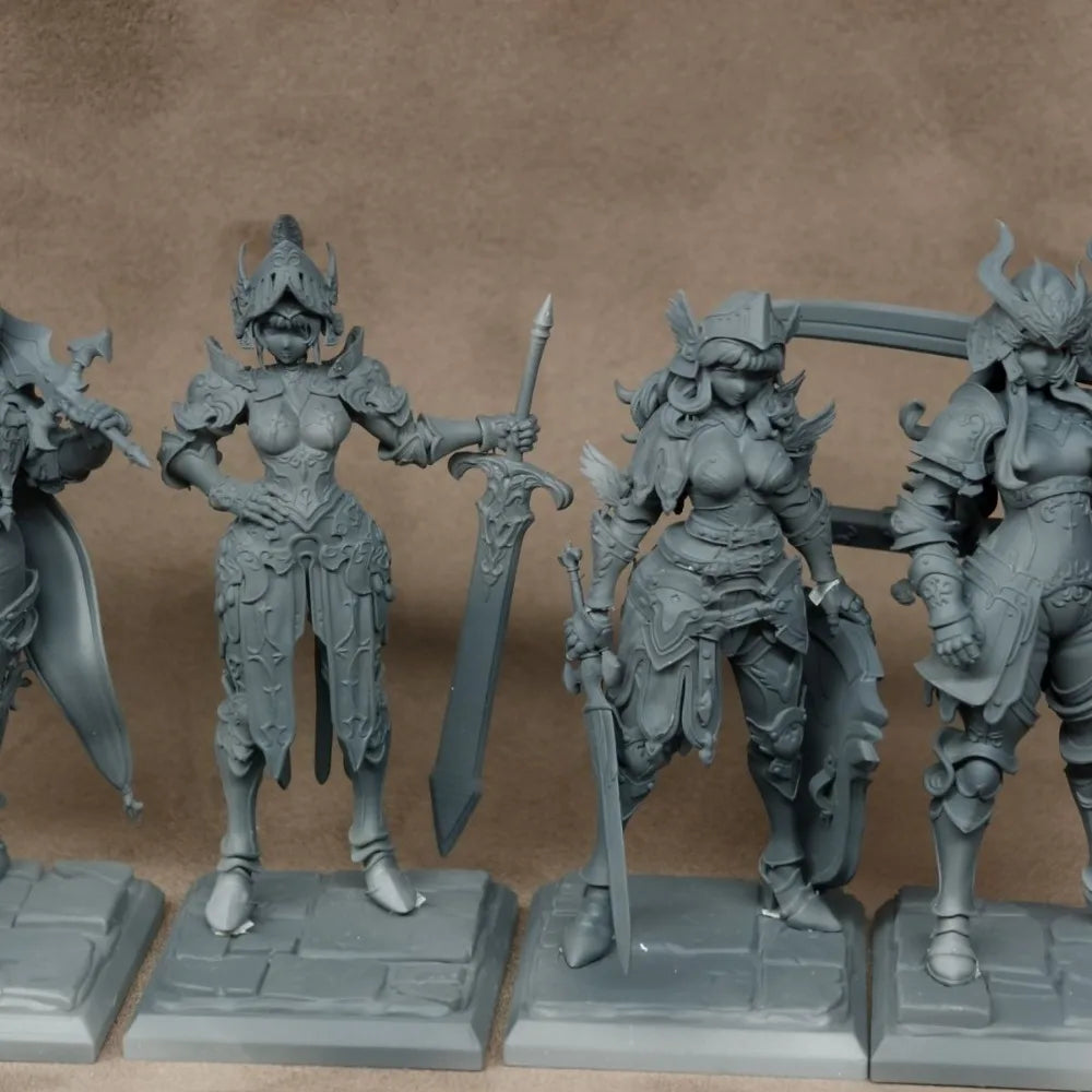 1/24 Medieval Female Knights, 5 Figures, Resin Model Figure Kit, Unassembled and Unpainted