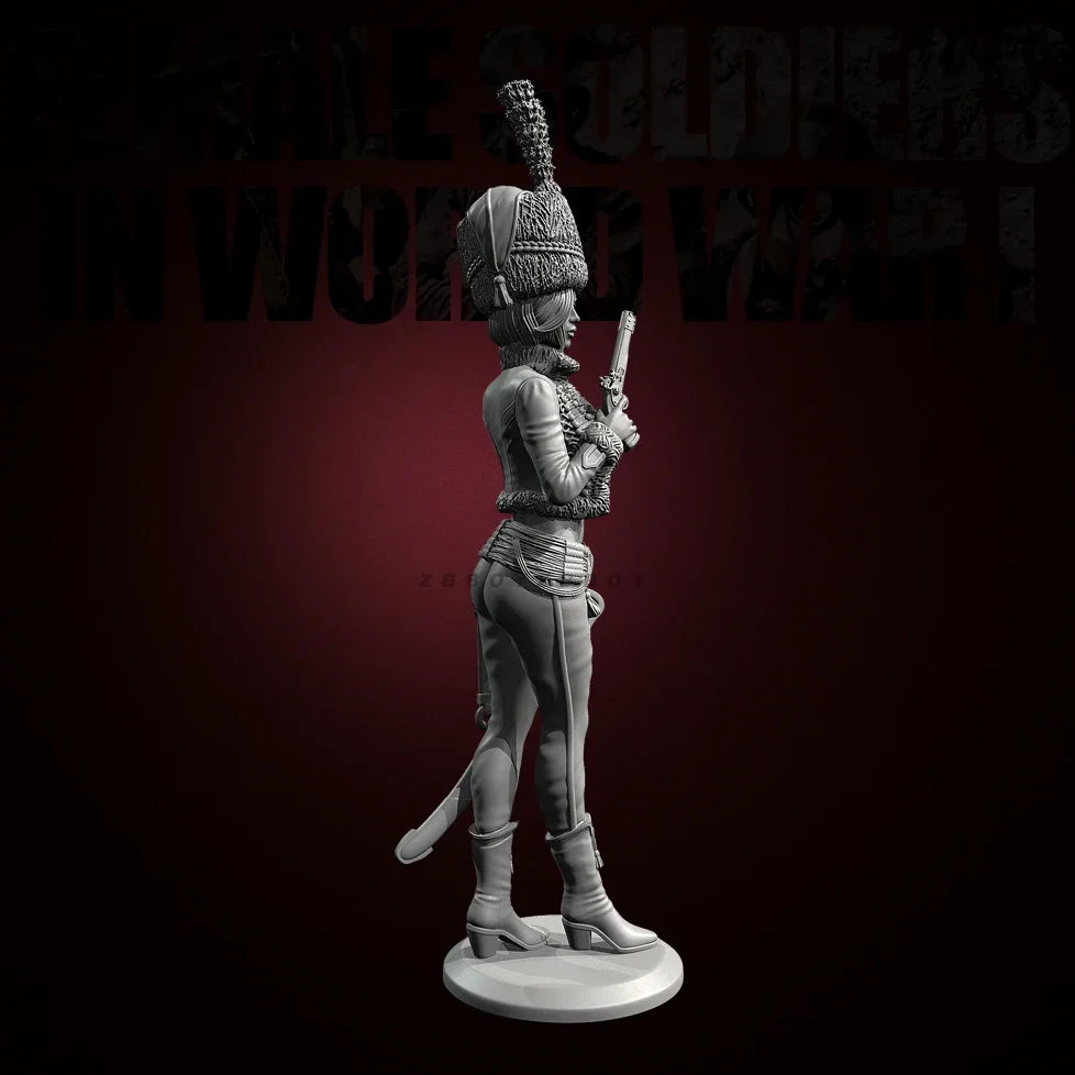 75mm Modern Female Warrior with Plumed Helmet, Resin Model Figure Kit, Unassembled and Unpainted