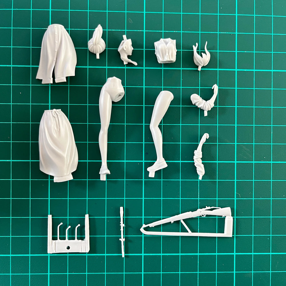 1/24 Female Scout in Coat with Scoped Rifle, Resin Model Figure Kit, Anime Theme, Unassembled and Unpainted