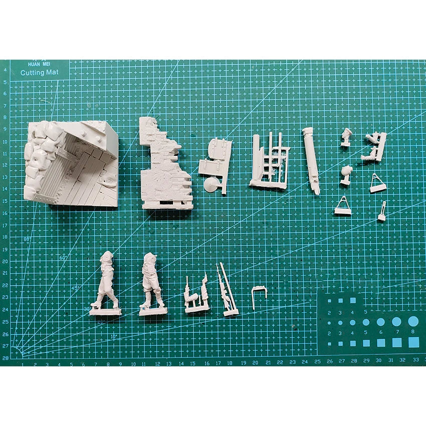 1/35 WWI British Infantry at Sandbag Emplacement, 2 Figures, Resin Model Figure Kit, Unassembled and Unpainted