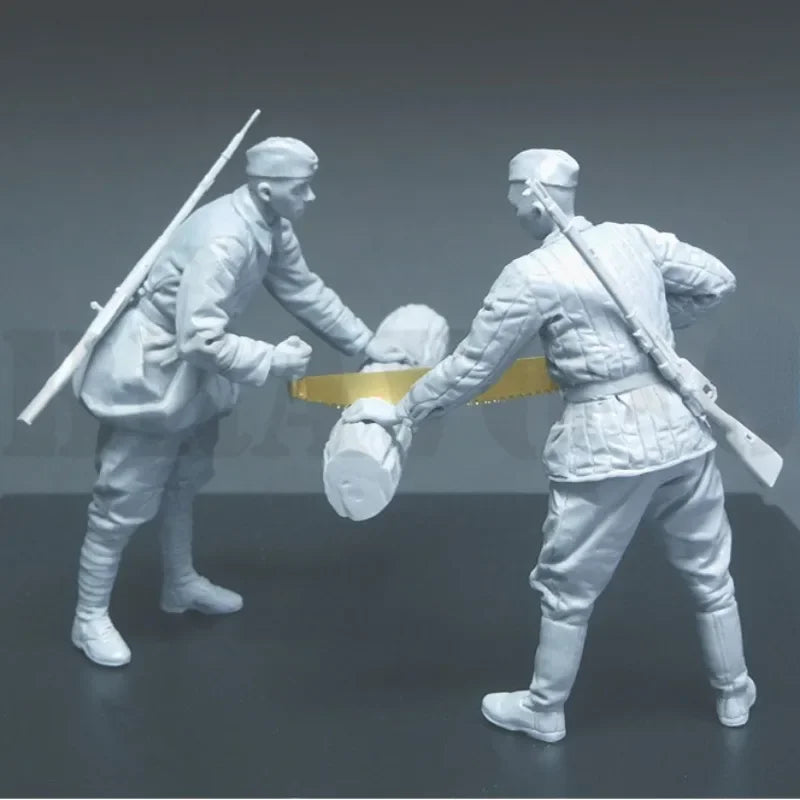 1/35 WWII Soviet WWII Red Army Logging Soldiers, 6 Figures, Resin Model Figure Kit, Unassembled and Unpainted