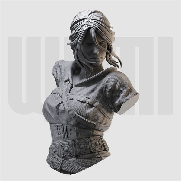 1/10 Female Soldier with Ornamental Belt, Resin Model Bust Kit, Fantasy Theme, Unassembled and Unpainted