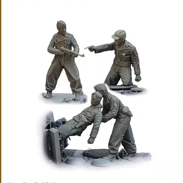 1/35 WWII German MG42 Machine Gun Crew in Combat, 4 Figures, Resin Model Figure Kit, Unassembled and Unpainted
