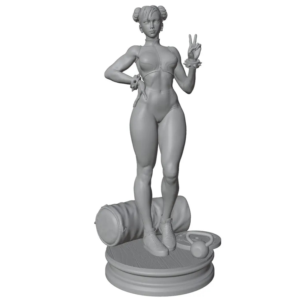 75mm Vintage Female with Peace Sign, Resin Model Figure Kit, Unassembled and Unpainted
