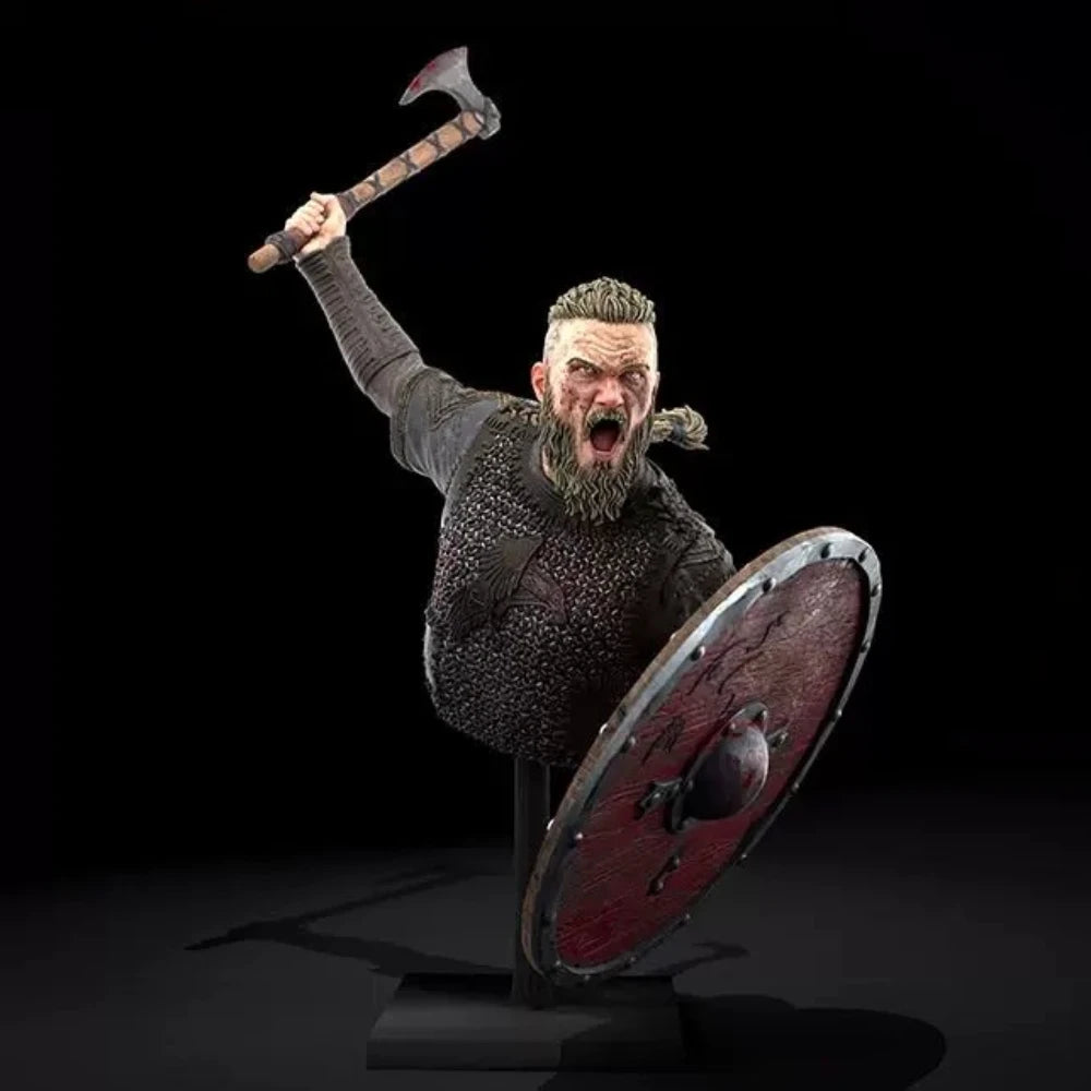 1/10 Medieval Viking Warrior with Axe and Armor, Resin Model Figure Kit, Unassembled and Unpainted