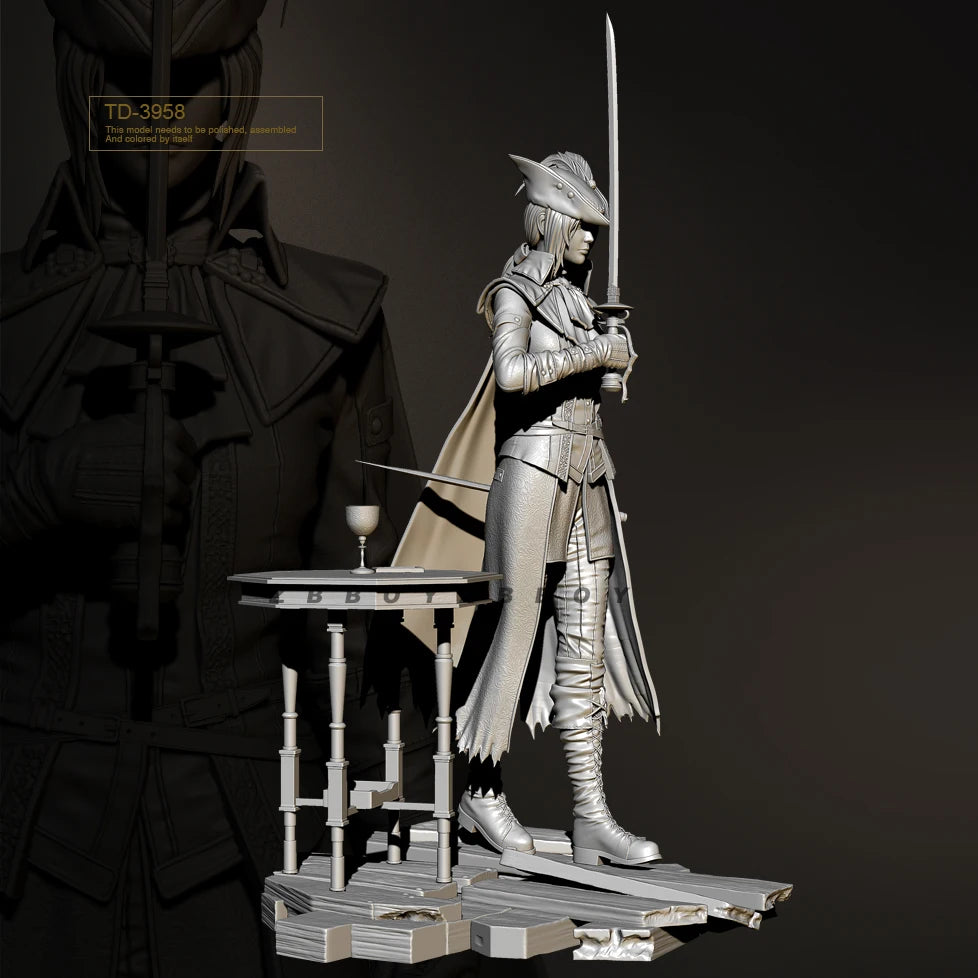 76mm Winged Fantasy Warrior Female, Resin Model Figure Kit, Fantasy Theme, Unassembled and Unpainted