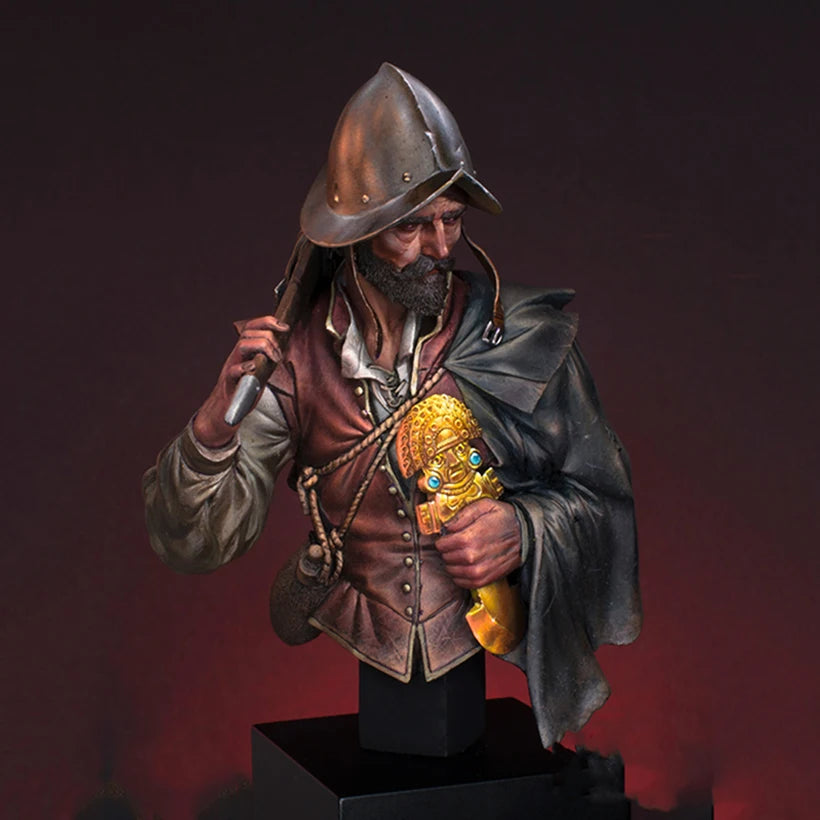 1/10 Spanish Conquistador Officer, Resin Model Bust Kit, Military Theme, Unassembled and Unpainted