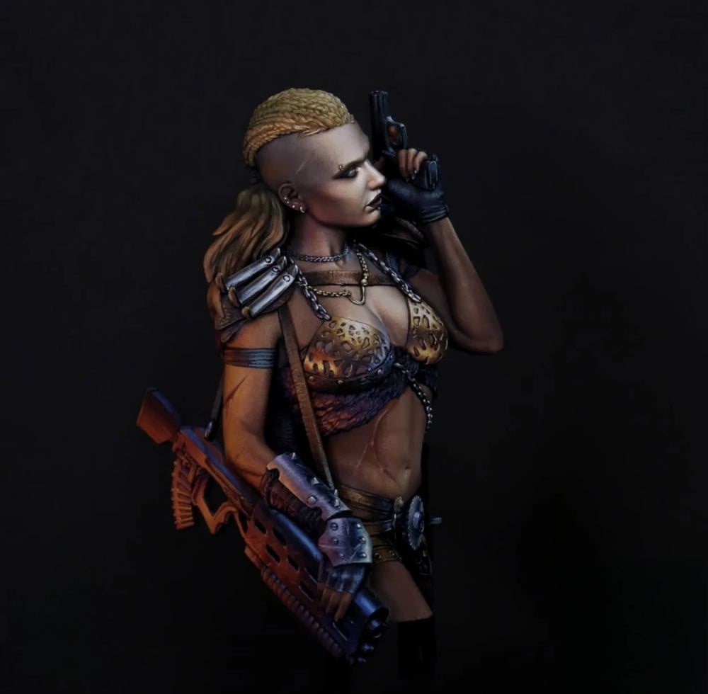 1/10 Wing-Shouldered Sci-Fi Warrior with Rifle, Resin Model Bust Kit, Fantasy Theme, Unassembled and Unpainted