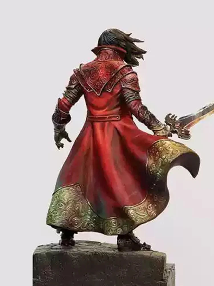 1/24 Medieval Female Warrior with Battle Axe in Red Armor, Resin Model Figure Kit, Unassembled and Unpainted